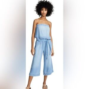 Bella Dahl Strapless Chambray Frayed Jumpsuit / Size M / Color — Chambray